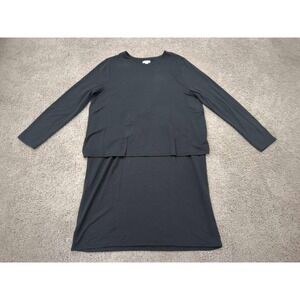 J. Jill Pure Jill Shift Dress Womens Large Black Tiered Luxe‎ Tencel Knit